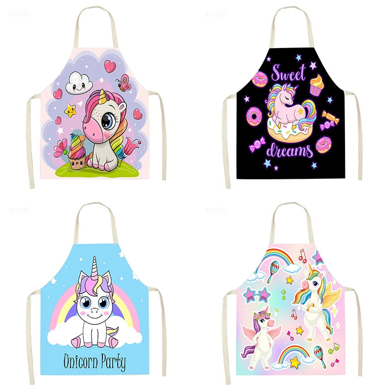 Unicorn Linen Bib Apron for Food and Drink