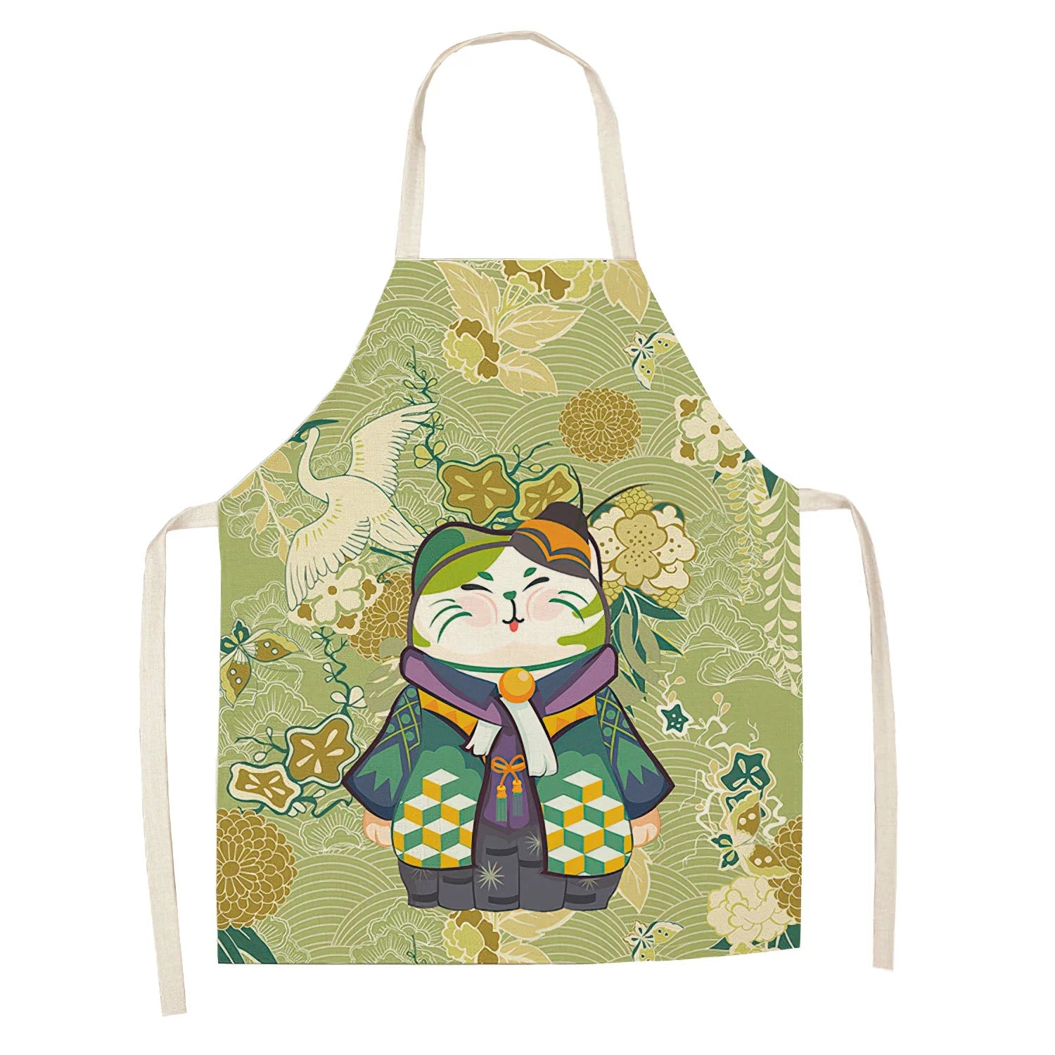 Japanese-Style Lucky Cat Sleeveless Apron for Food and Drink