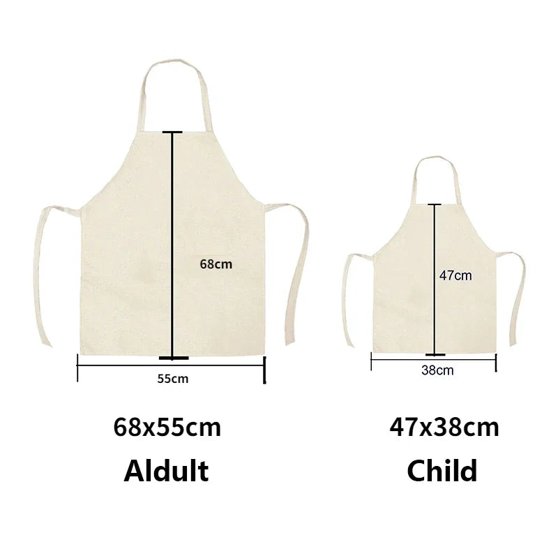 Durable Linen Waist Apron with Playful Cartoon Design